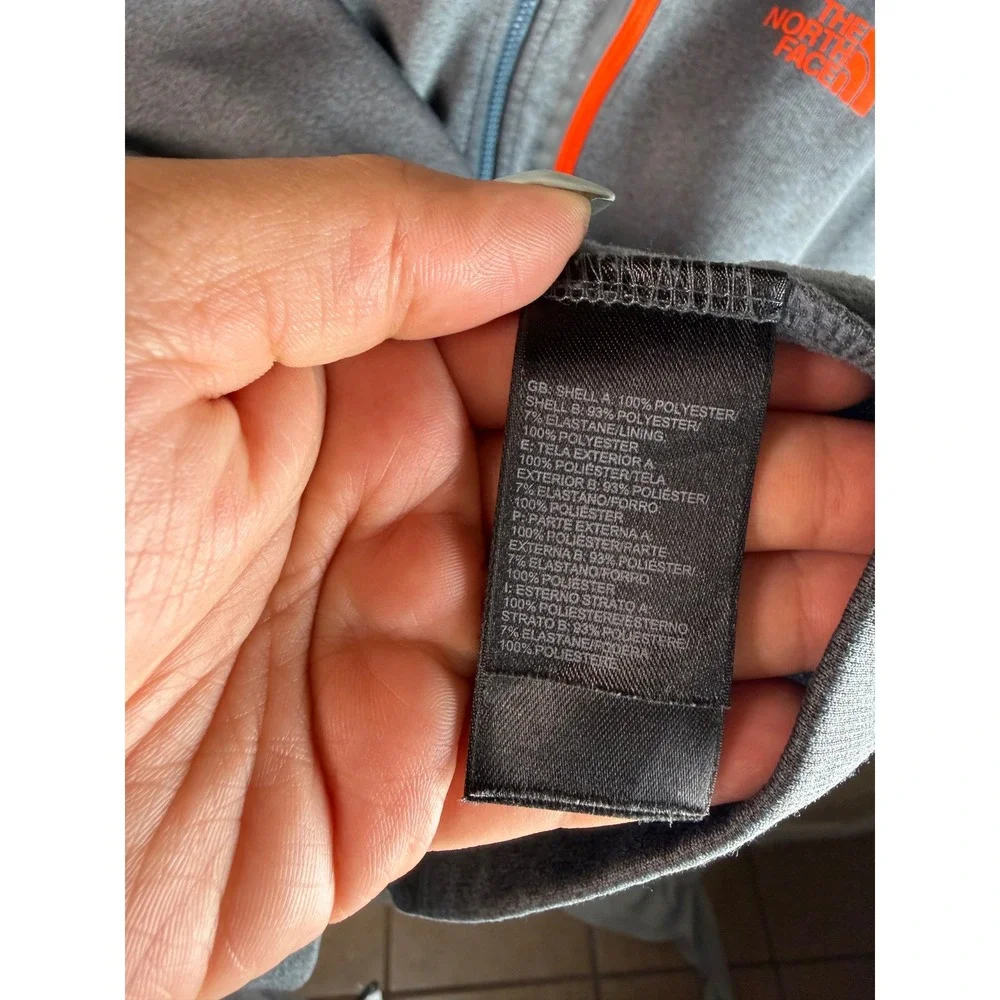 THE NORTH FACE Pullover Men XL Gray Orange Quarter Zip Fleece Chest Pocket